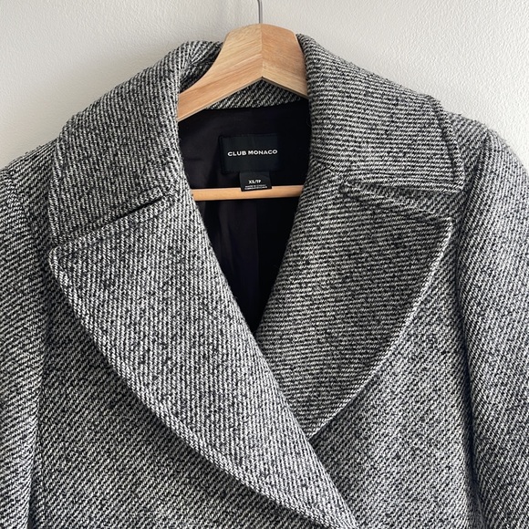 Club Monaco Tweed Long Wool Coat - Picture 2 of 10